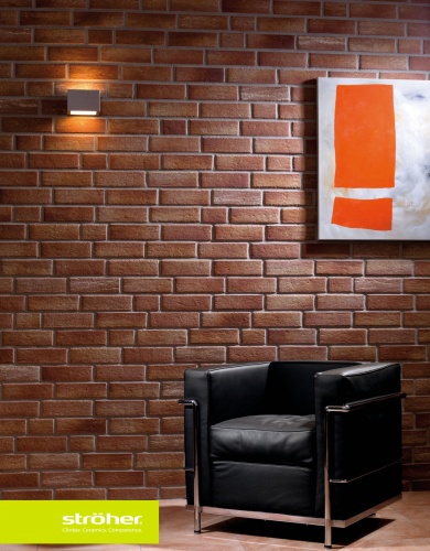 Фасадная плитка (ригель) Stroeher Zeitlos 357 backstein, ригель 400x35x14 мм
